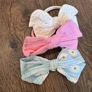 3-pack Cat & Jack Floral and Lace Bow Set - Pink, White, Blue newborn